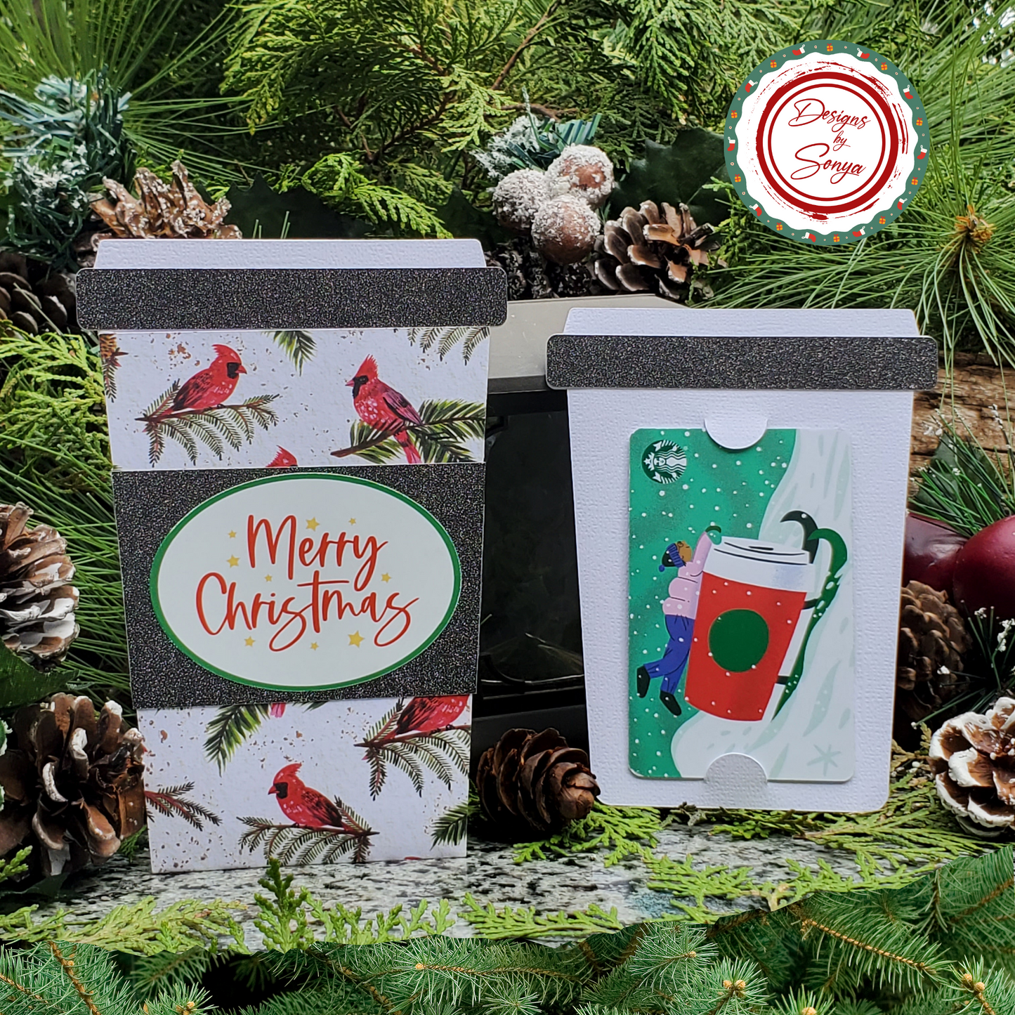 Cardinal Christmas Gift Card Holder – Coffee Cup Style with A2 Envelope – Handmade Holiday Appreciation Card – Merry Christmas