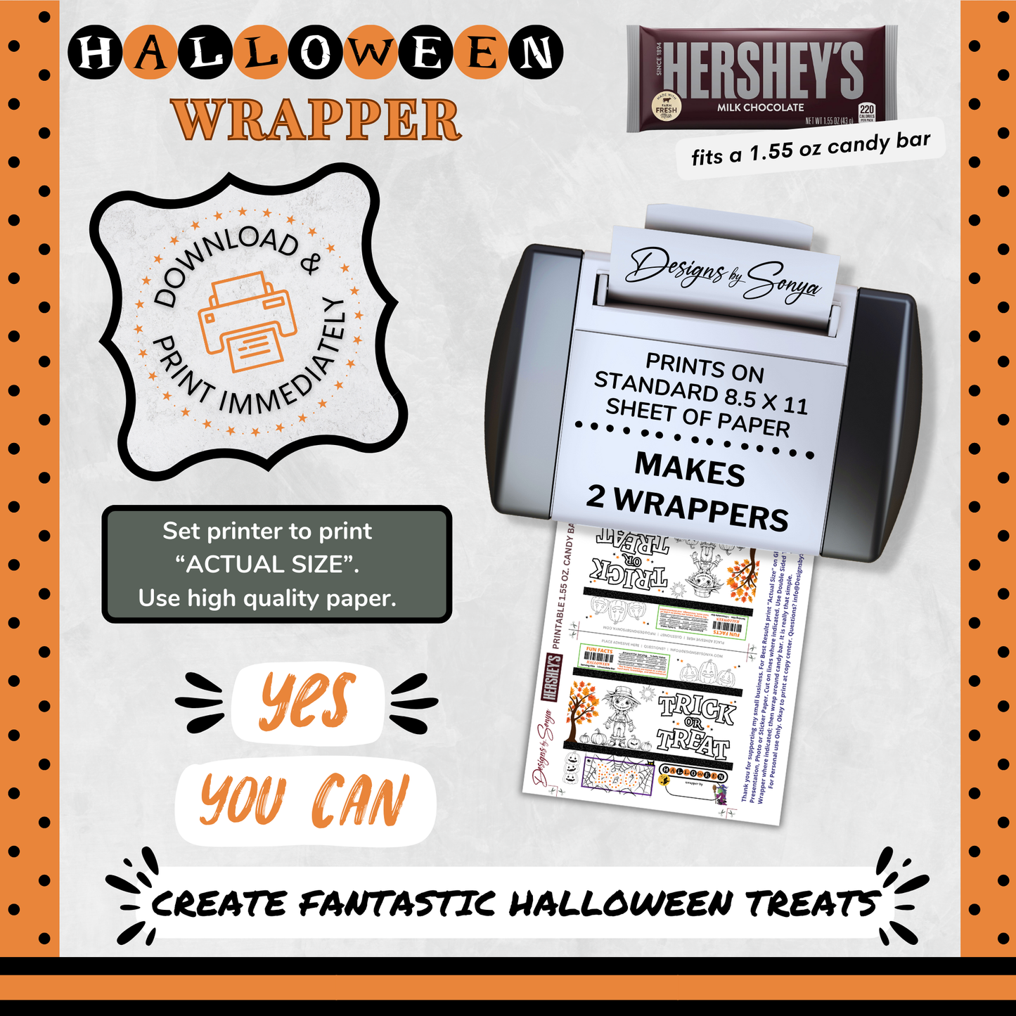 Classroom Activity for Teachers | Halloween Digital Coloring Hershey Bar Wrapper | Instant Download Printable for Trick-or-Treat Party Favors