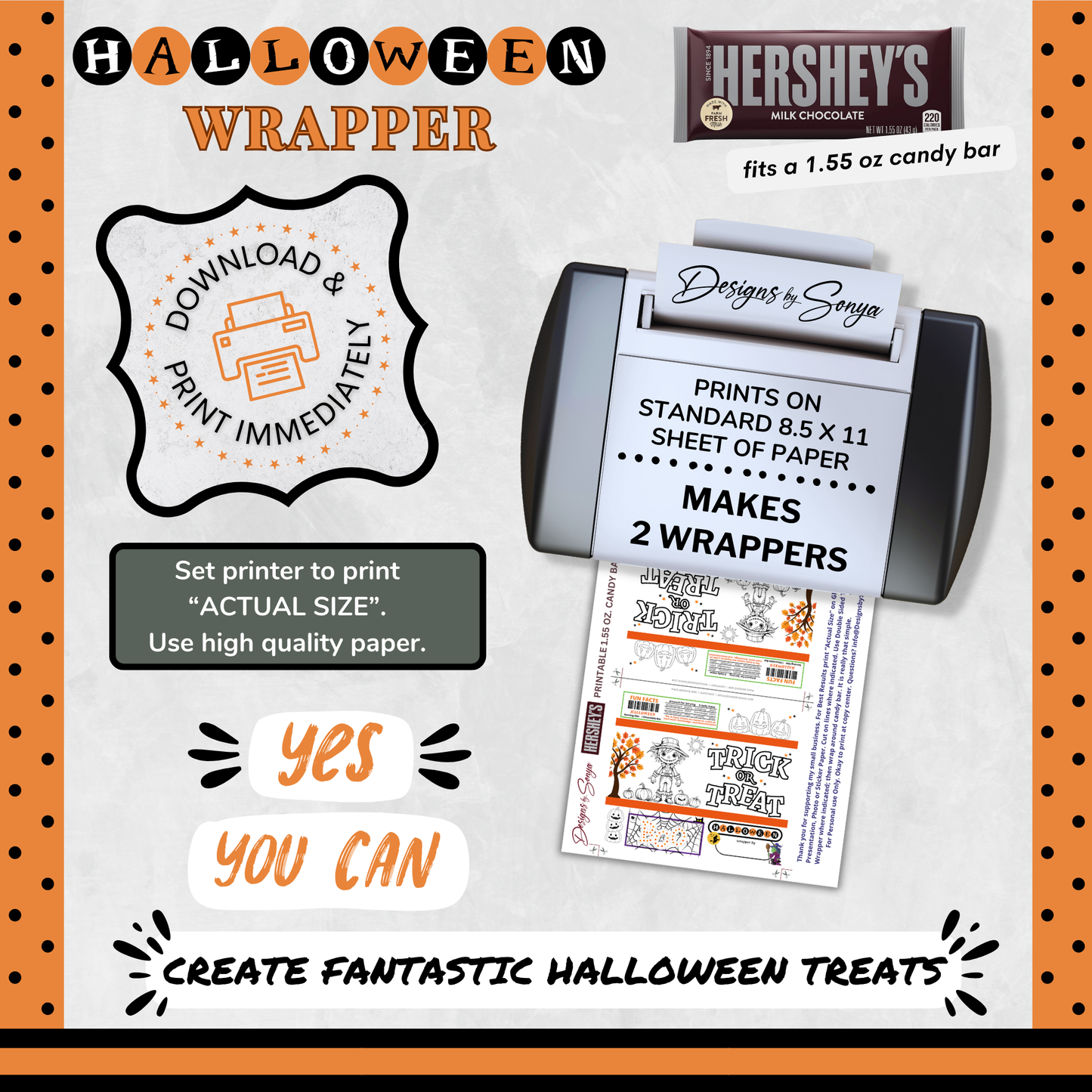 Classroom Activity for Teachers | Halloween Digital Coloring Hershey Bar Wrapper | Instant Download Printable for Trick-or-Treat Party Favors