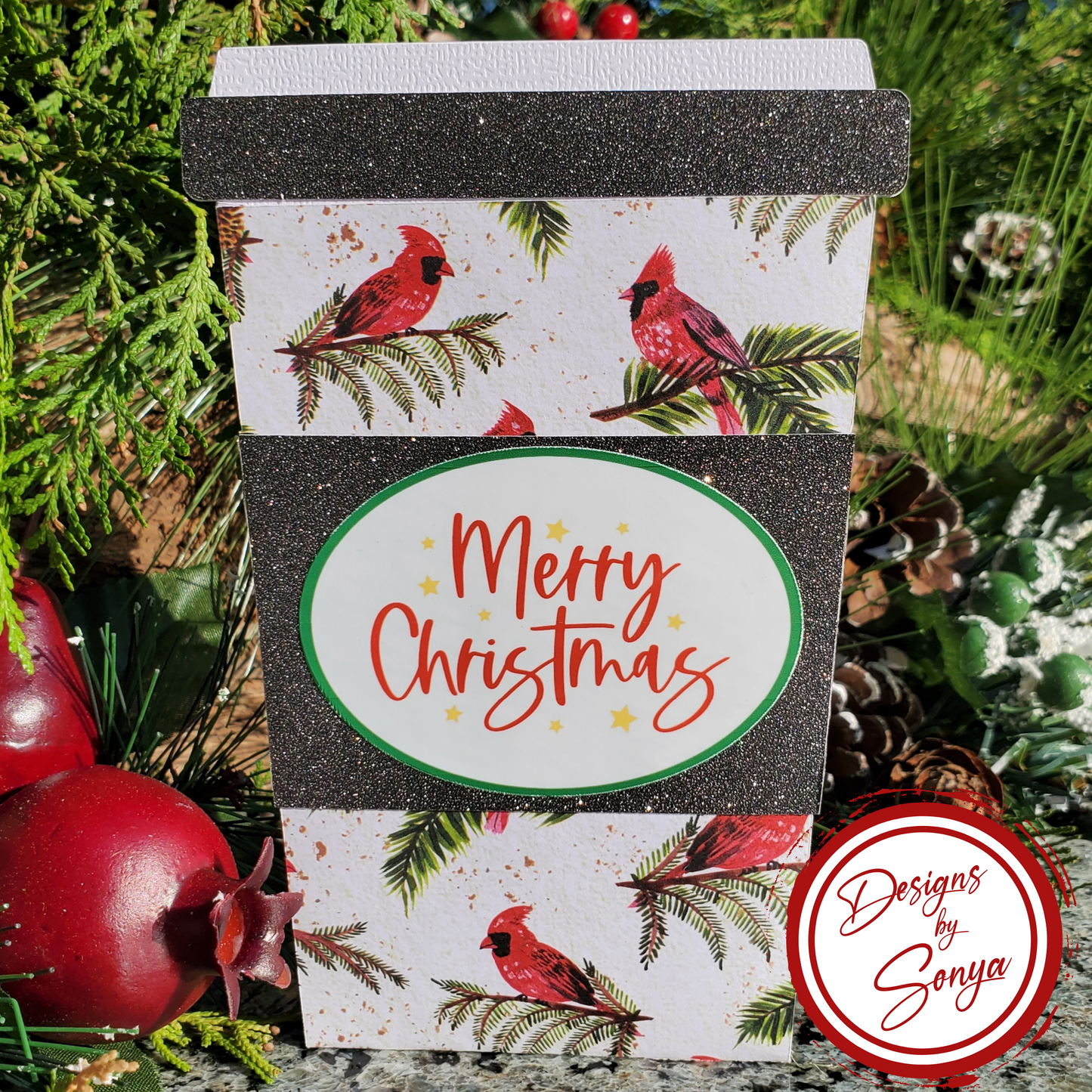 Cardinal Christmas Gift Card Holder – Coffee Cup Style with A2 Envelope – Handmade Holiday Appreciation Card – Merry Christmas