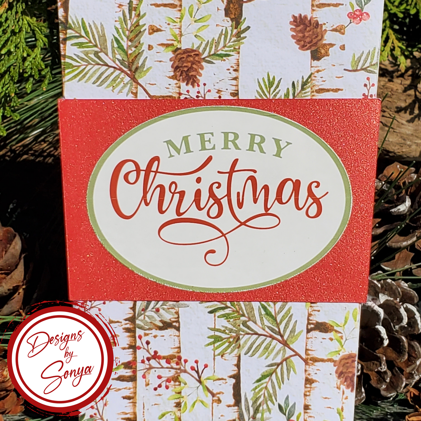 Christmas Coffee Cup Gift Card Holder – Birch Pine Merry Christmas – Handmade Holiday Card for Teachers, Coworkers, Staff