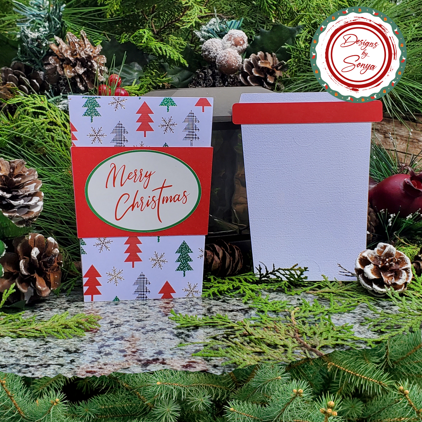 Christmas Tree Gift Card Holder – Coffee Cup Style | Festive Holiday Gift for Teachers, Coworkers, Friends | Merry Christmas Envelope