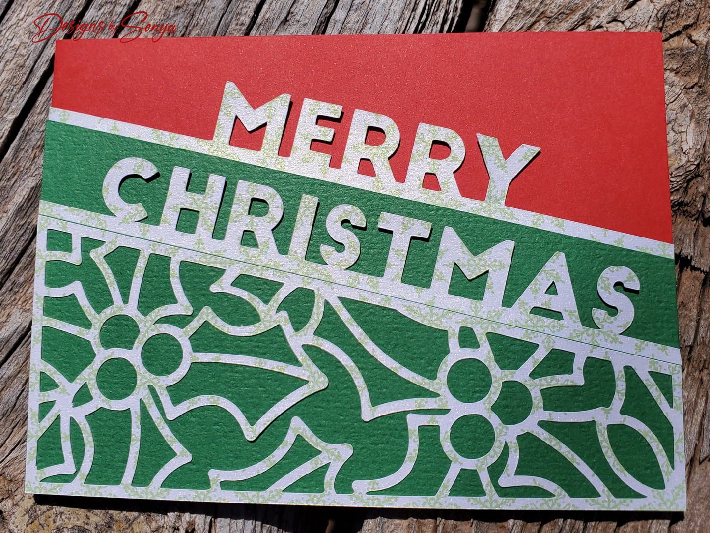 Classic Merry Christmas Card | A2 4.25"x5.5" Red and Green Holiday Card | Handcrafted Festive Greeting Card | Warm Wishes Christmas Card