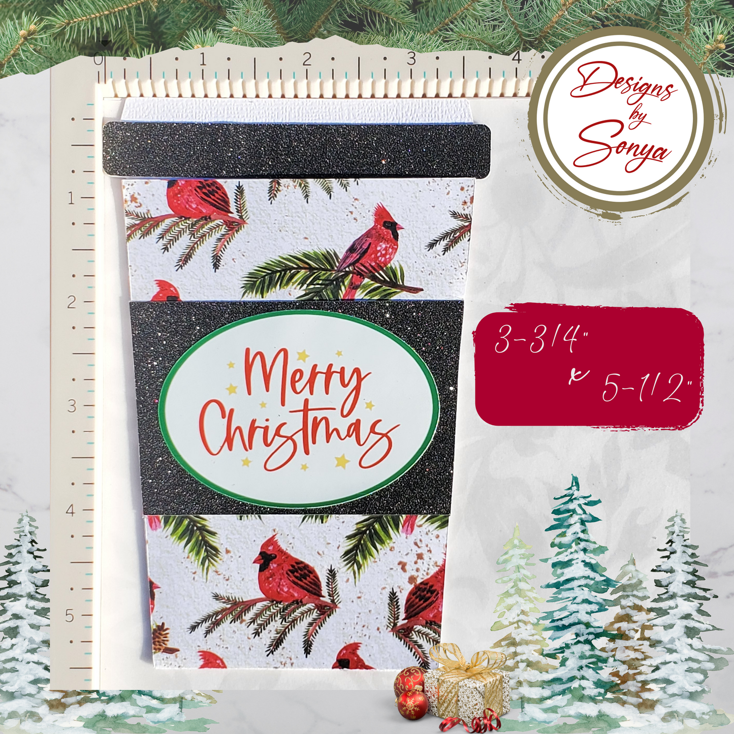 Cardinal Christmas Gift Card Holder – Coffee Cup Style with A2 Envelope – Handmade Holiday Appreciation Card – Merry Christmas