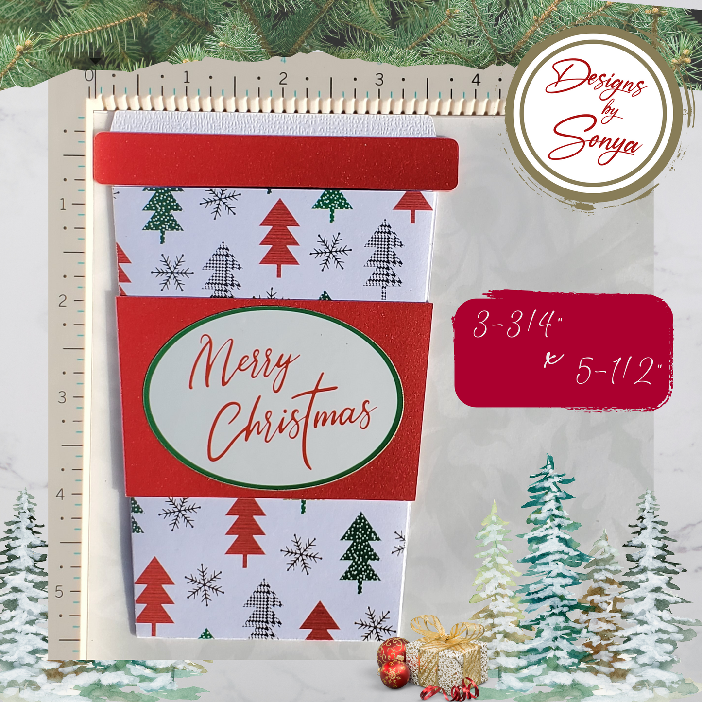 Christmas Tree Gift Card Holder – Coffee Cup Style | Festive Holiday Gift for Teachers, Coworkers, Friends | Merry Christmas Envelope