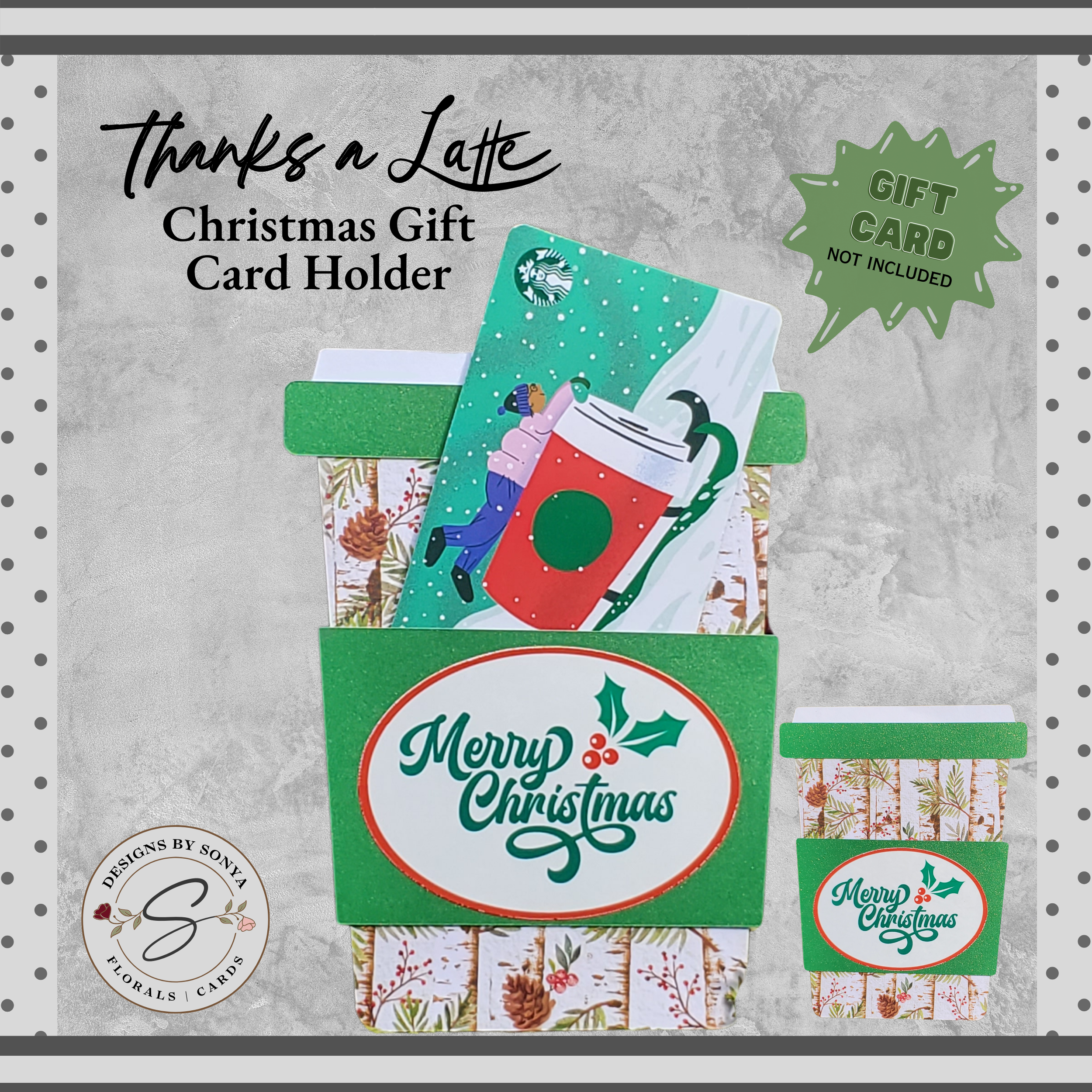 Rustic Birch Christmas Gift Card Holder – Handmade Holiday Envelope with Pinecones & Holly for Teachers, Friends, Coworkers