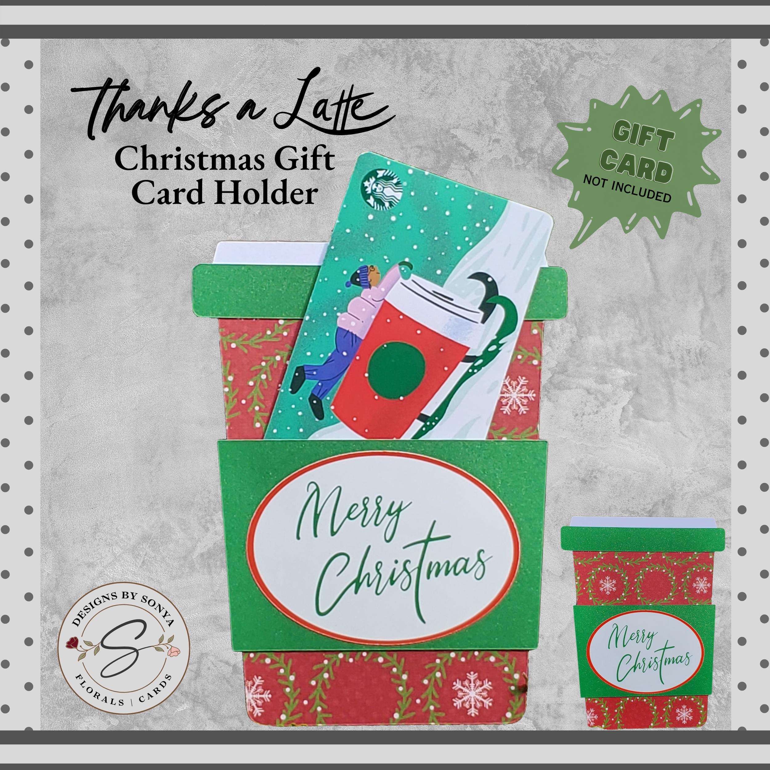 Christmas Gift Card Holder – Red Green Snowflake Wreath Design | Handmade Holiday Card for Teachers, Friends, Coworkers
