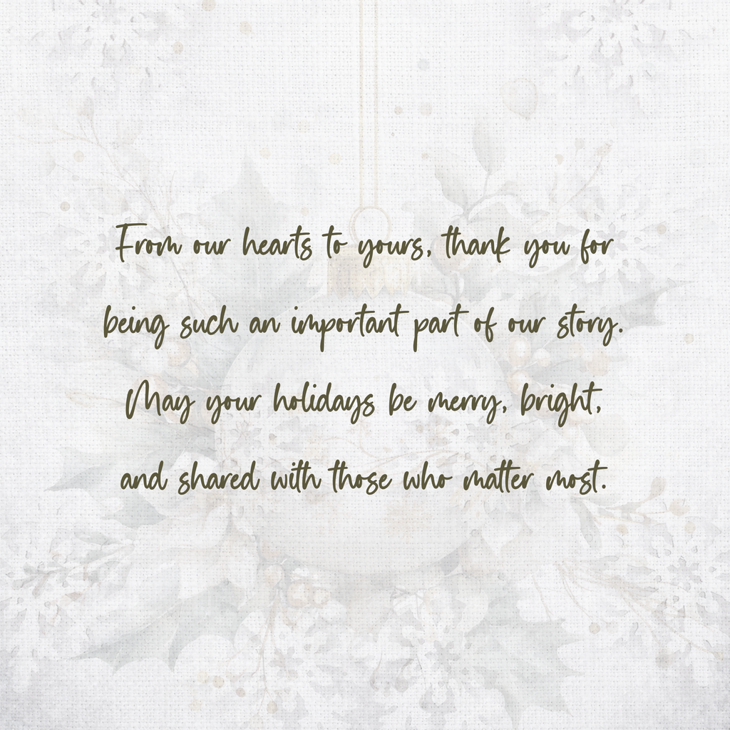 Handcrafted Ornament Design Christmas Card – Unique 7.25” Square Holiday Greeting, Red Satin Bows, Choice of 7 Interior Verses or Custom