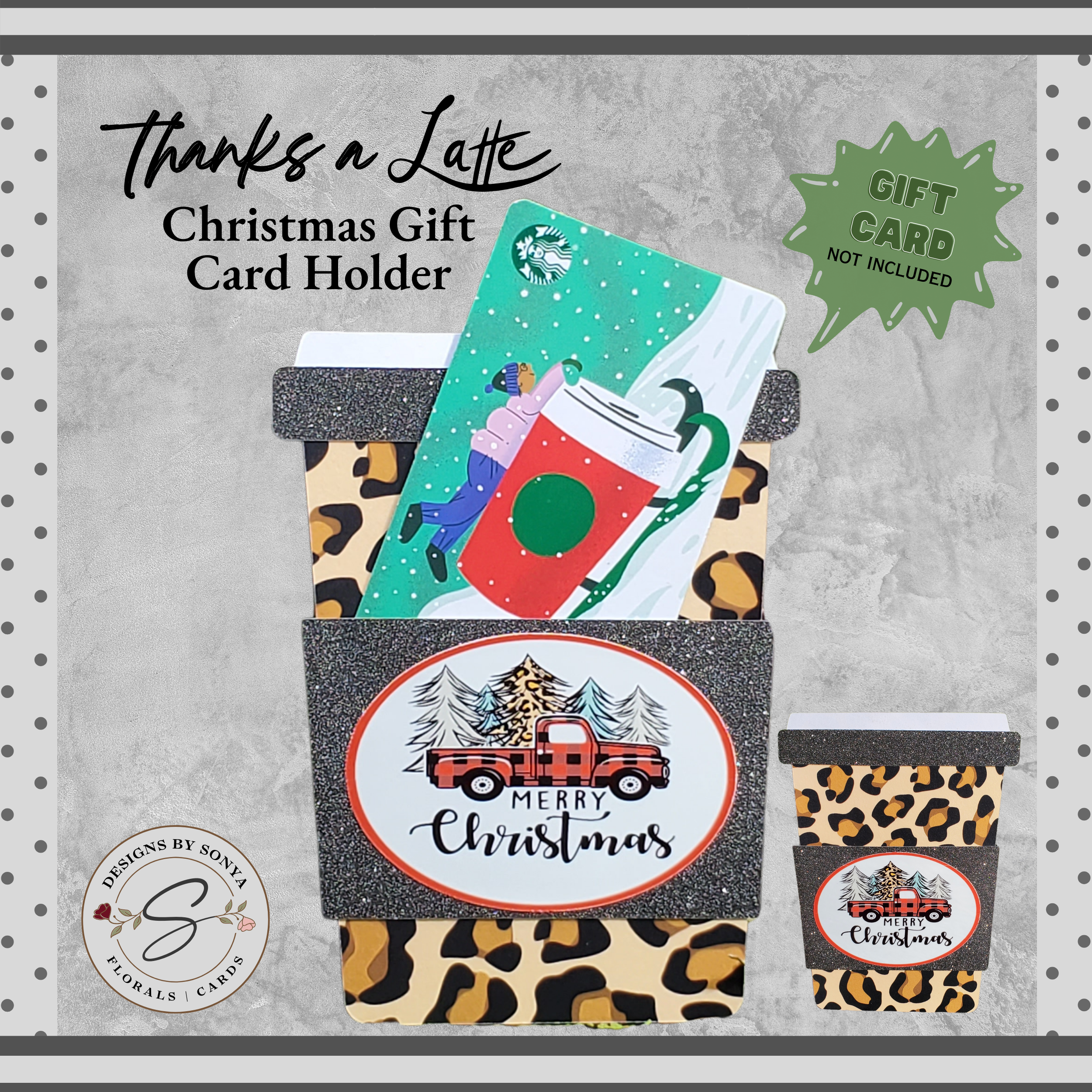 Leopard Print Christmas Gift Card Holder – Red Truck Buffalo Plaid | Holiday Gift for Coworkers, Teachers, Friends