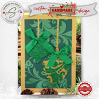 LIMITED EDITION | Elegant Green Ornament Christmas Card | Handcrafted A7 Holiday Greeting with Glitter Accents & Printed Interior Message