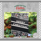A7 Black & Silver Glitter Merry Christmas Card – Handcrafted 5"x7" Holiday Greeting with Holly Gems, Elegant Keepsake for Gift-Giving