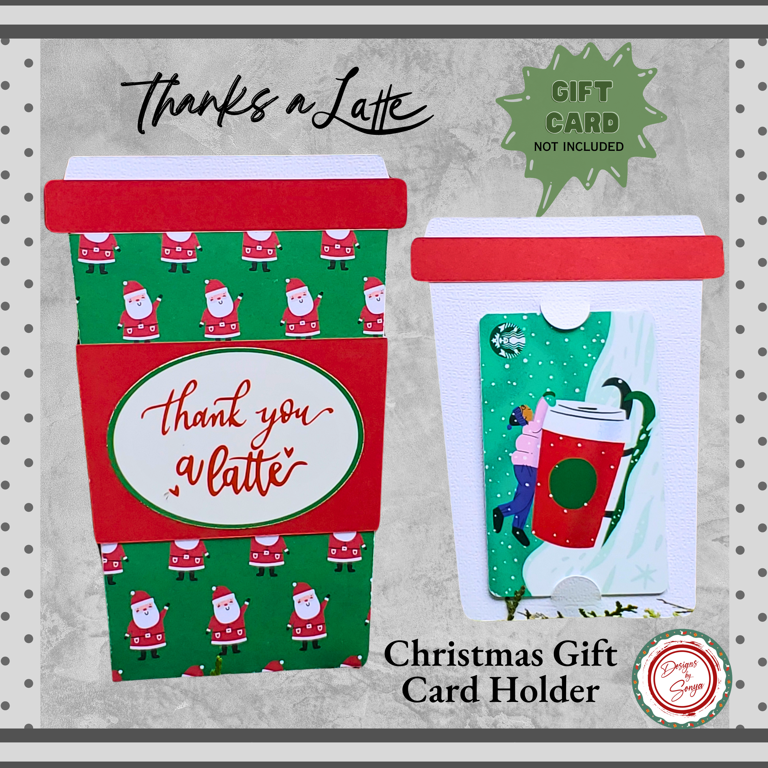Santa Thank You a Latte Gift Card Holder – Coffee Cup Christmas Card – Holiday Appreciation – A Cheerful Way to Say Thank You! for Teachers, Staff, Clients