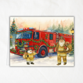 Firefighter Christmas Printable Greeting Card | Fireman Santa & Snowman Card | First Responder Holiday Note Card | A2 (4.25" x 5.5") PDF