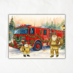 Firefighter Christmas Printable Greeting Card | Fireman Santa & Snowman Card | First Responder Holiday Note Card | A2 (4.25" x 5.5") PDF