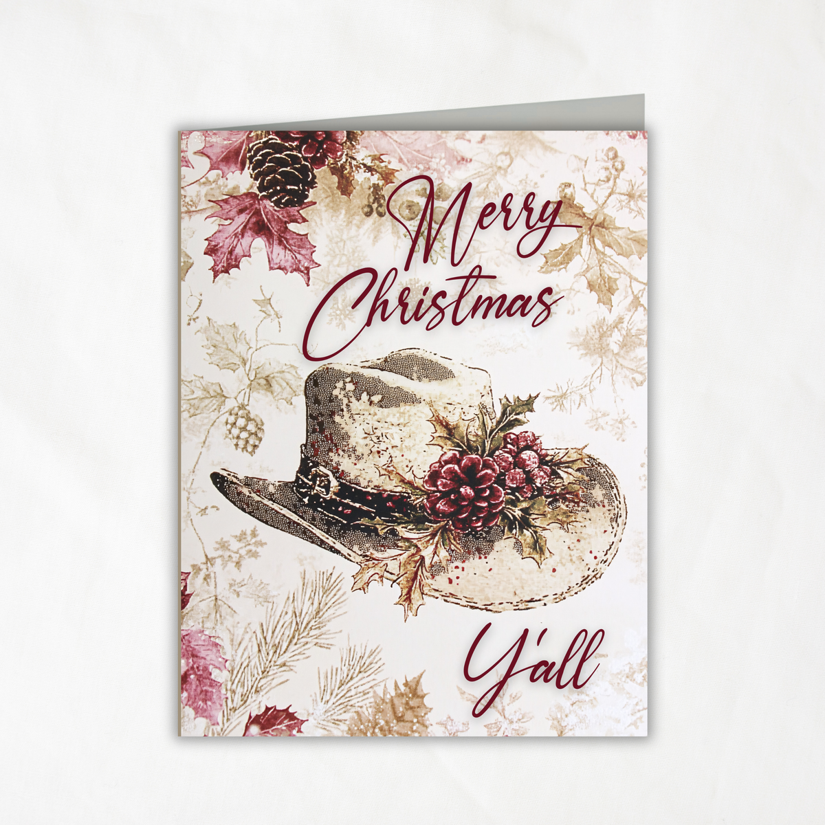 Merry Christmas Y’all Card | Vintage Cowboy Hat Printable | Rustic Holiday Greeting | A2 (4.25"x5.5")  Folded Note Card | Instant Digital Download