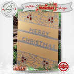 Handmade Gold Glitter Christmas Card with Holly Design – Elegant A7 Holiday Greeting for Corporate Giving, Family, or Keepsake Gifting