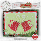 Good Cheer Holiday Card with Red Mugs | Handcrafted A7 Christmas Card | Fun Festive Greeting for Friends, Family, or Corporate Gifting