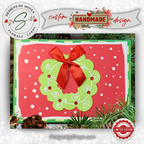 Handmade Christmas Card with Red Bow & Wreath | A7 5x7 Holiday Greeting Card | Unique Christmas Keepsake by Designs by Sonya