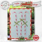 Limited Edition Candy Cane Christmas Card – Handmade A7 Holiday Greeting with Green Bows – 5x7” Peppermint-Themed Keepsake