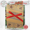 Handcrafted Gold Glitter Christmas Card with Red Bow | A7 Holiday Greeting with Holly, Rhinestones & Printed Interior Message