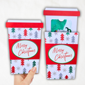 Handmade Christmas Gift Card Holder | Coffee Cup Gift Card Holder for Teachers, Coworkers & Coffee Lovers | Red & Green Christmas Trees
