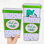 Handmade Christmas Gift Card Holder | Thank You a Latte Coffee Cup Gift Card Holder for Teachers & Coworkers | Festive Polka Dot Design