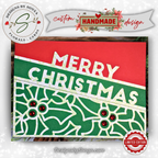 Merry Christmas Holly Card – Handmade A2 Holiday Greeting with Red Gems & Cutout Design – Limited Edition 5.5"x4.25" Card