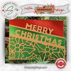Foil Merry Christmas Card – Red & Green A2 Greeting with Gold Holly Overlay, Handcrafted Holiday Message, Limited Edition Keepsake