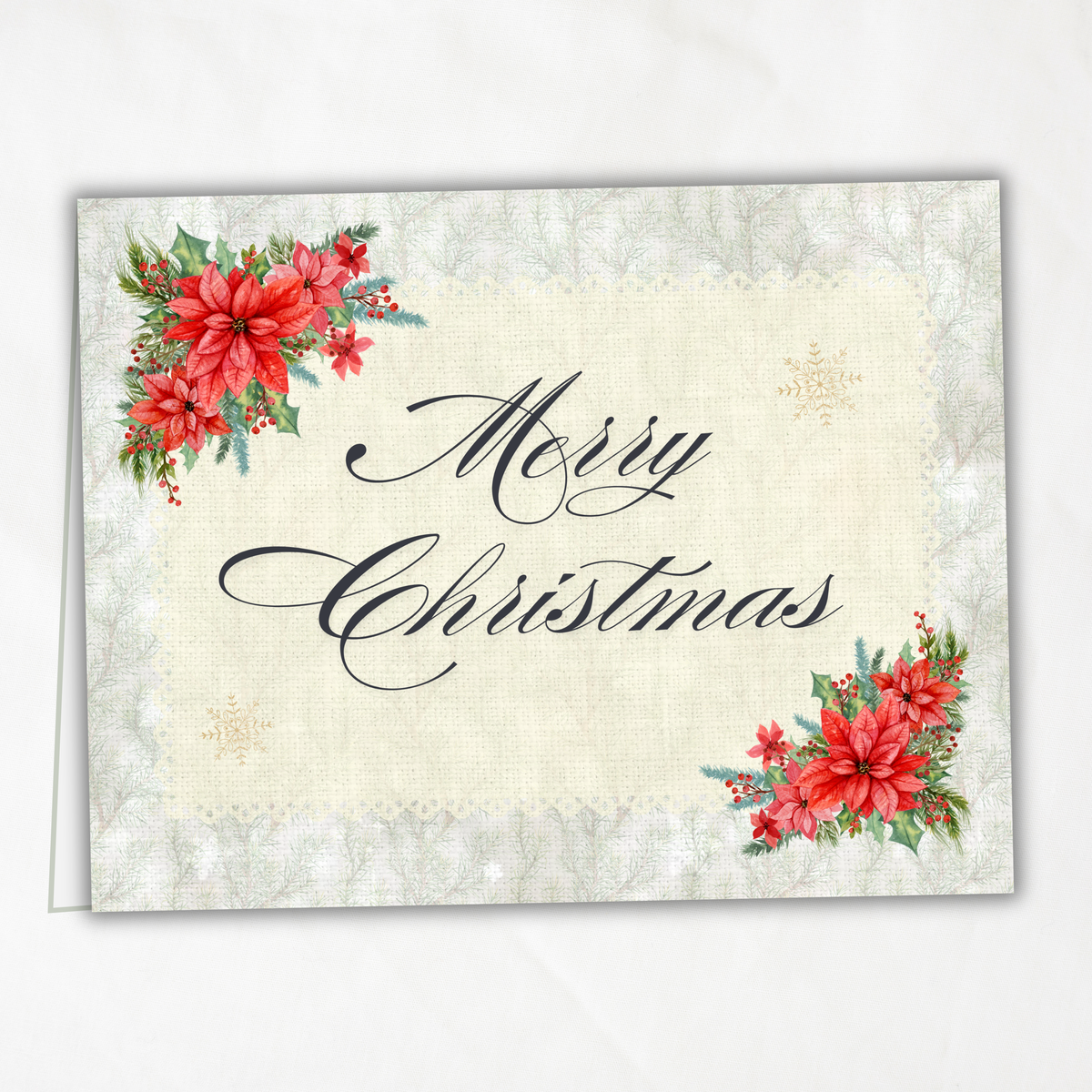 Printable Christmas Card • Watercolor Poinsettias • Merry Christmas A2 Holiday Note Card • Festive Winter Florals • Holiday Stationery Gift