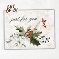 Printable Christmas Card Set of 3 | Poinsettia, Cardinal & Holly Holiday Note Cards | Stationery Gift Set | A2 (5.5" x 4.25")