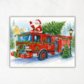 Firefighter Christmas Printable Greeting Card | Fireman Santa & Firetruck Card | First Responder Holiday Note Card | A2 (4.25" x 5.5") PDF
