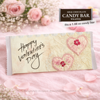 Valentine Candy Bar Wrapper Printable - Vintage Lace Heart Floral Chocolate Wrapper for 1.55 oz Candy Bar – Classroom Valentine Gift Idea