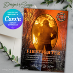 Firefighter Thank You Card | Editable Printable Canva Template | Fireman Appreciation Gift | First Responder Greeting Card, Instant Download