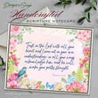 Handcrafted Scripture Notecard, Proverbs 3:5-6 – Floral A2 Christian Card, “Trust in the Lord” - Blank Encouragement Note, Faith Stationery