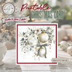 Elegant Printable Christmas Card | Watercolor Ornaments with Bows & Winter Florals | Holiday Greeting Card
