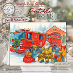 Engine 37 Printable Firetruck Christmas Card • Festive Firehouse Holiday Greeting • First Responder Santa Scene • Instant Download DIY