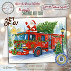 Engine 37 Firetruck Printable Christmas Note Cards | Set of 6 A2 - 5.5"x4.25"| Honor the Firefighter and First Responder Heroes