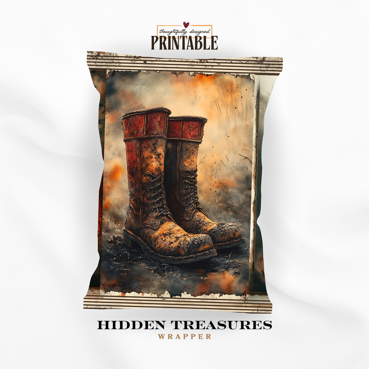 Firefighter Boots Appreciation Treat Wrapper | Printable Firefighter Thank You Gift | First Responder Hidden Treasures