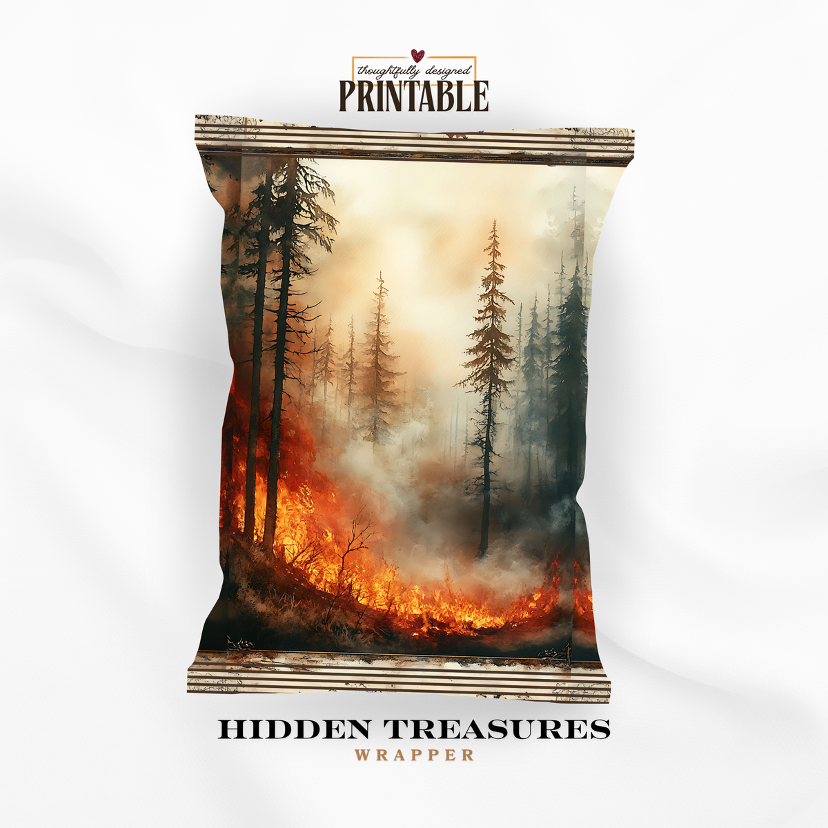 Wildfire Firefighter Appreciation Treat Wrapper | Printable Firefighter Thank You Gift | First Responder Hidden Treasures