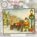 Printable Firefighter Christmas Card | Fireman Santa & Child | Vintage Firetruck Holiday Greeting Card | First Responder Christmas Printable