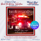 First Responder Firetruck Digital Download | Editable Canva Template | Thank You for Your Service Printable | Hero Appreciation Art