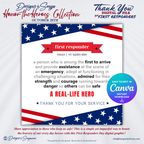 First Responder Real-Life Hero Digital Download | Editable Canva Template | Honor the Heroes Collection | Thank You Printable Gift