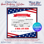 First Responder Definition Digital Download | Editable Canva Template | Honor the Heroes Collection | Thank You Printable Gift