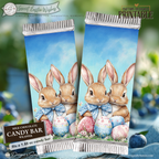 Sweet Easter Wishes Bunny Candy Bar Wrapper Printable – Watercolor Easter Chocolate Wrap for 1.55 oz Bars – Spring Basket Party Favor Treat