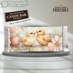 Baby Chick Easter Candy Bar Wrapper Printable – Watercolor Spring Happy Easter Chocolate Sleeve – Classroom, Church Treat Favor
