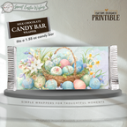 Easter Basket Eggs Candy Bar Wrapper Printable – Sweet Easter Wishes Chocolate Sleeve – Spring Party Favor for Kids Teachers Friends