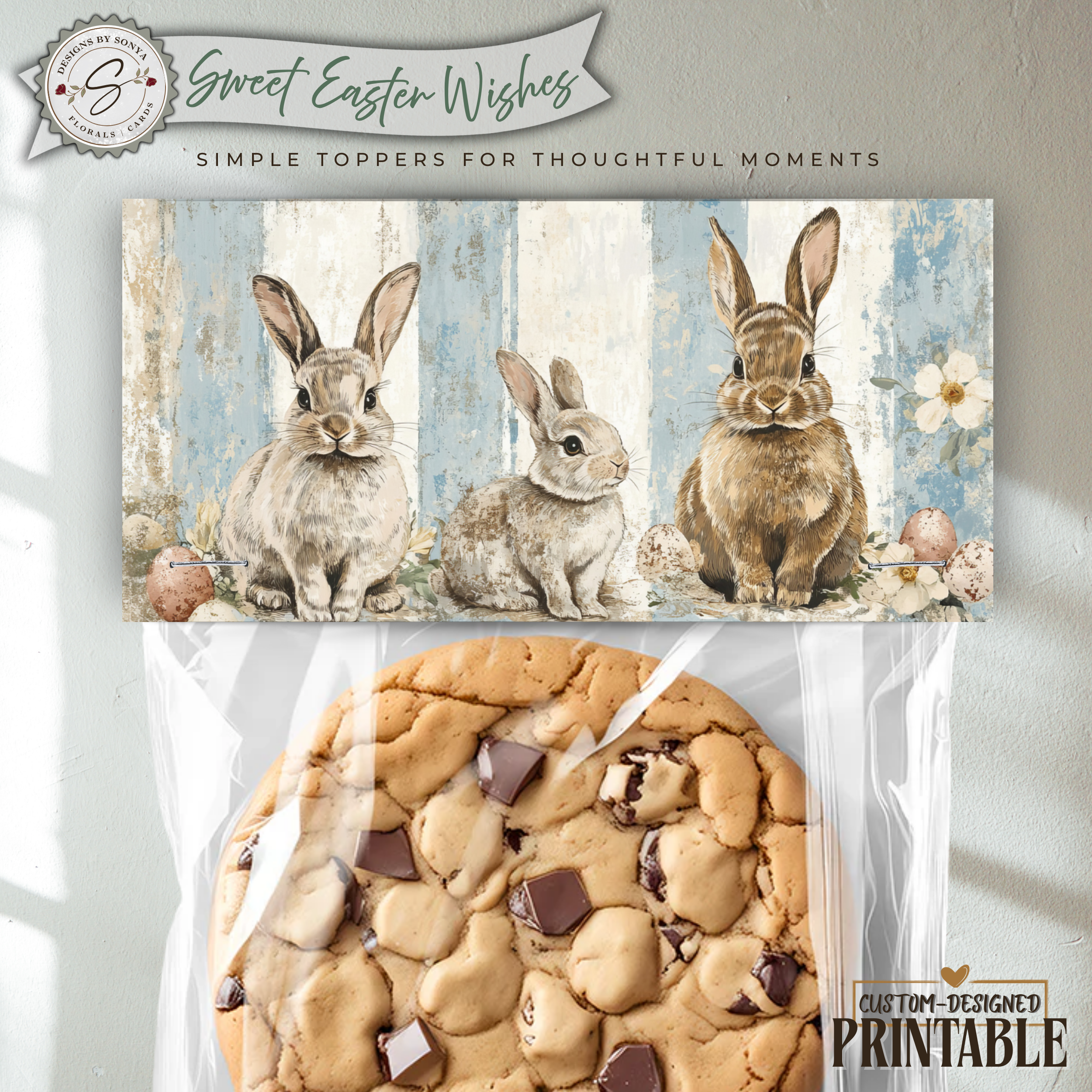 Easter Treat Bag Topper Printable – Sweet Easter Wishes Bunny Topper for DIY Easter Gifts, Classroom Treats & Spring Parties