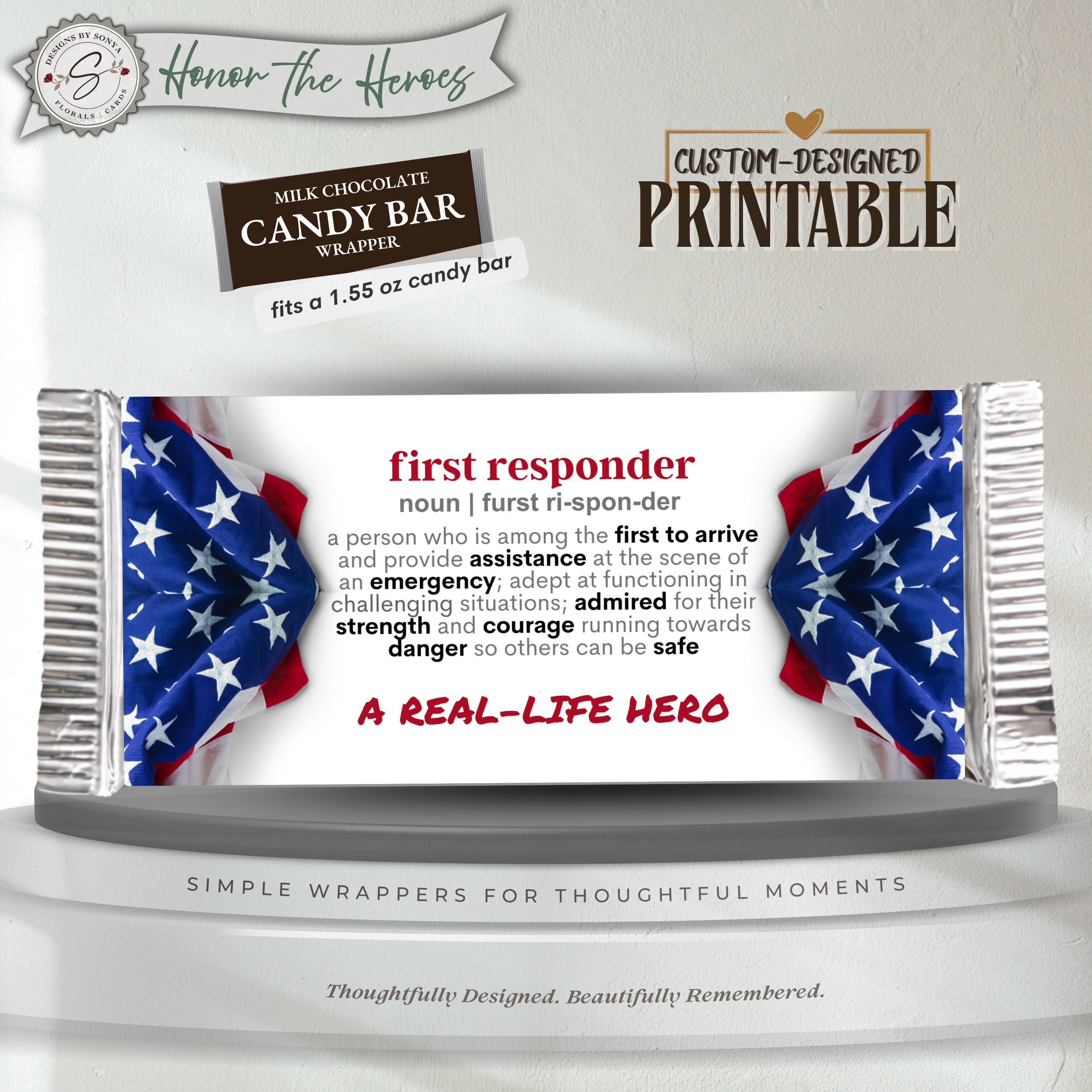 First Responder Candy Bar Wrapper Printable Thank You Gift – 1.55 oz Chocolate Wrapper, Appreciation Favor, Instant Download