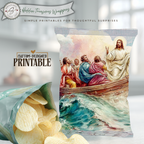 Jesus Teaching from the Boat Printable Chip Bag Wrapper – Christian Easter Basket Treat, Faith Gift, Religious Church Party Favor