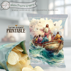 Christian Easter Basket Treat, Jesus Teaching from the Boat Printable Chip Bag Wrapper –  Faith Gift, Religious Church Party Favor